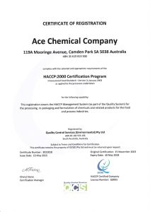 Ace Chemical Company's ISO Certification